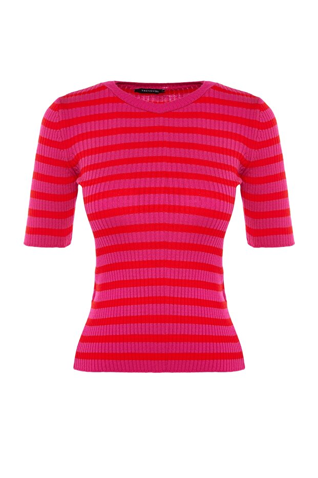 Fuchsia Basic gestreifter Pullover TWOSS20KZ0075 - 6