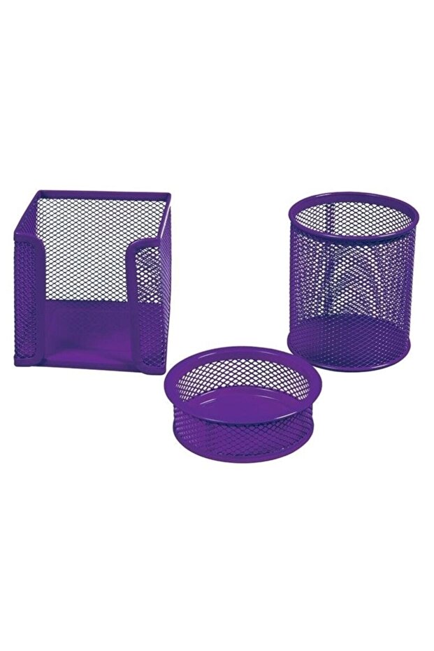 1000 Mesh Set Wire Desktop (Pen Holder-Pencil Holder-Paper Holder) Purple