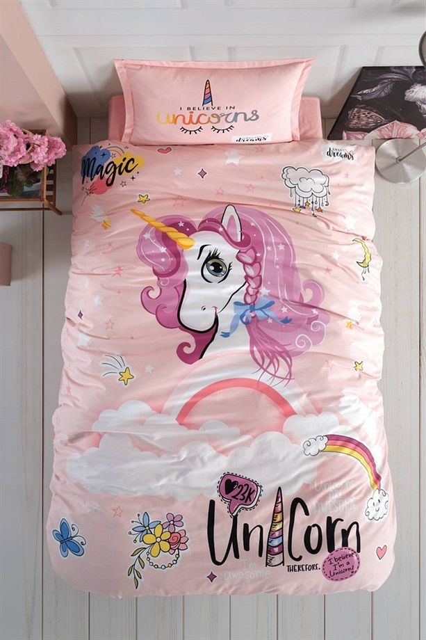 Ranforce %100 Pamuk Tek Kişilik Nevresim Takımı Pink Dreams V1 Pudra - 2