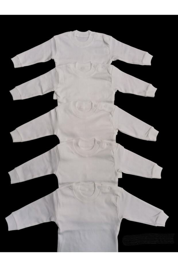Long Sleeve Shoulder Snaps Crew Neck Baby Top (Pack of 5)