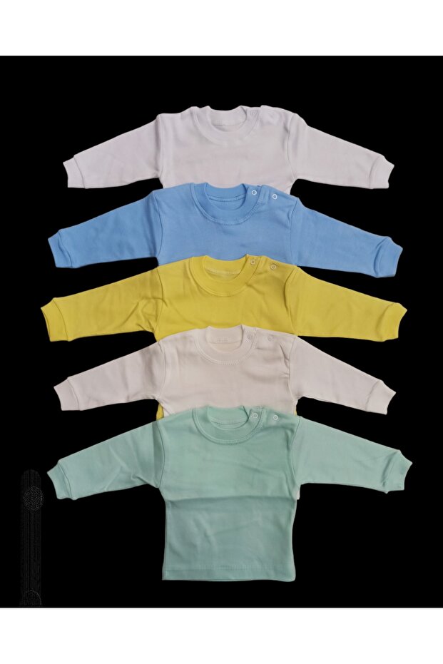 Long Sleeve Shoulder Snaps Crew Neck Baby Top (Pack of 5)