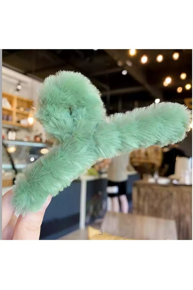 Plush Soft Furry Latch Buckle-Water Green