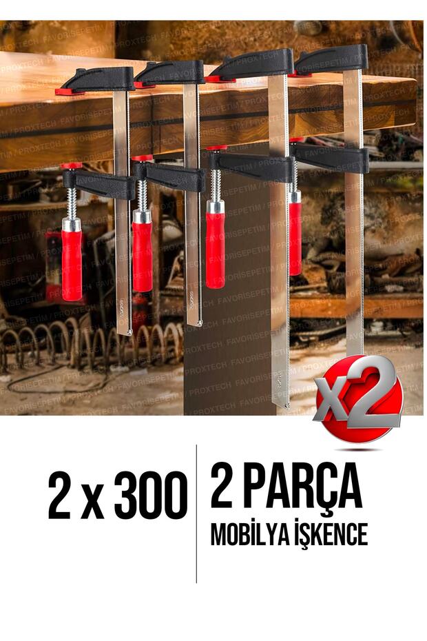 Premium Kalite 2 Adet 300mm F Tipi Ahşap Çelik Mobilyacı Mengene Kıskaç Işkencesi 2x300 - 5
