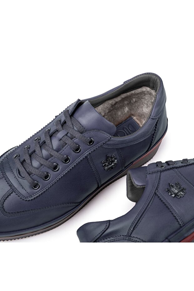 Reale valódi bőr férfi alkalmi cipők belső szőrmével, téli cipők szőrmével - 3