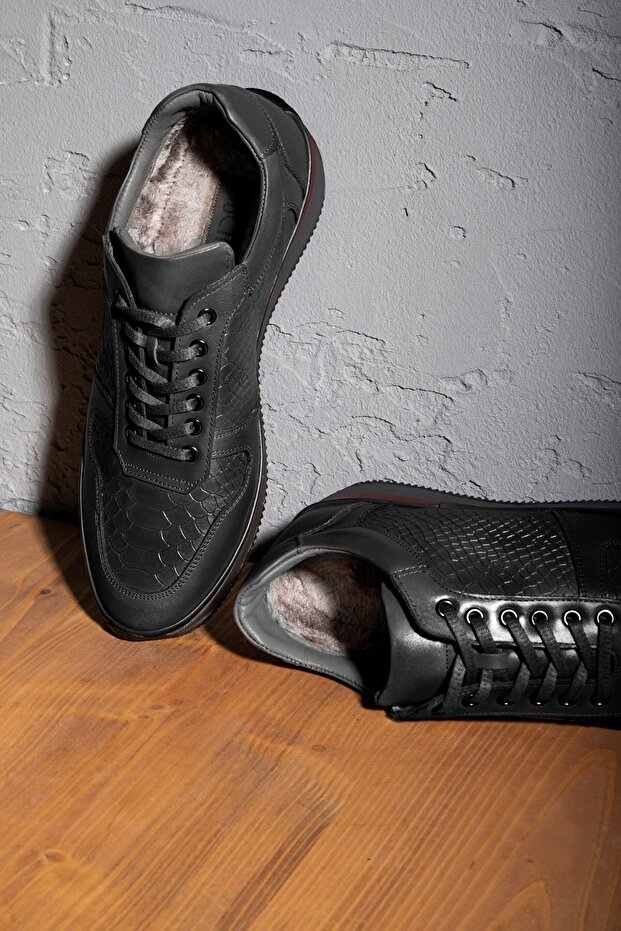 Muster valódi bőr férfi alkalmi cipők, szőrme belső cipők, téli prémes cipők - 6