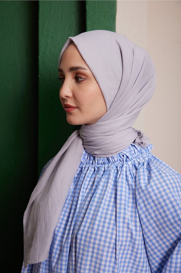 Kadın Soft Comfy Şal Gümüş Gri - 02 - 2