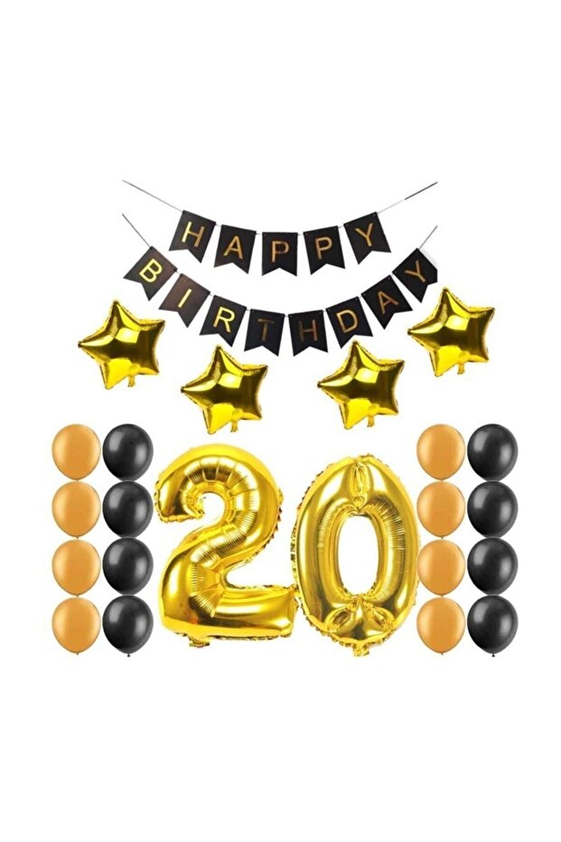 20 Year Old Adult Party Set Gold 20 Year Old Birthday Set