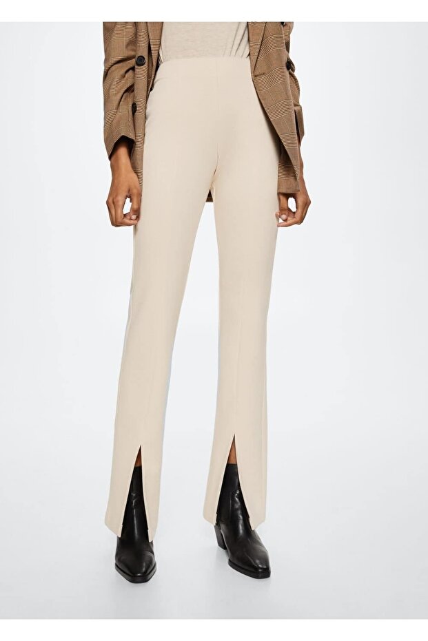 Paçaları Yırtmaçlı Pantolon - 1