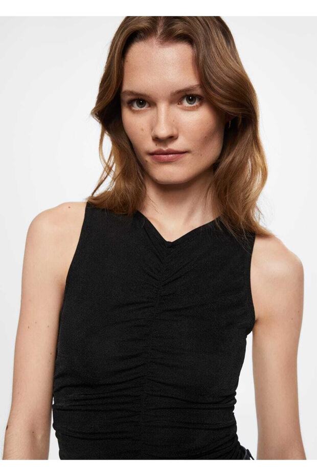 Büzgü Detaylı Bluz - 5