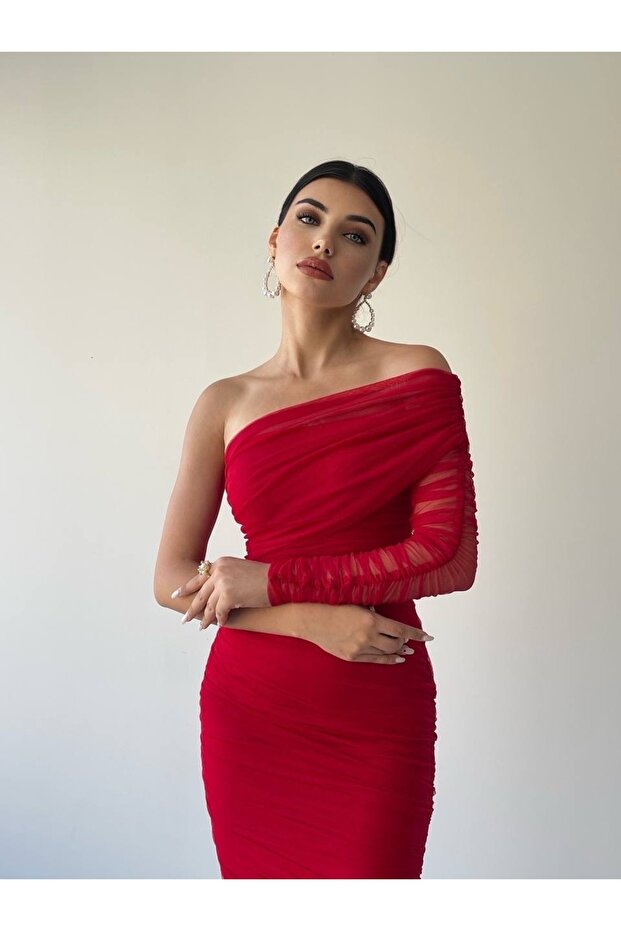 New Season One-Sleeve Tulle Dress