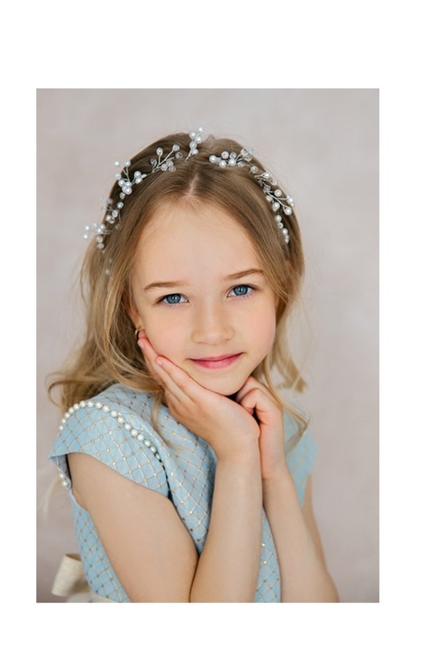 Girl's Hair Accessory Birthday Crown with Pearls, Girl's Crown with Pearls