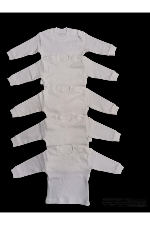 Long Sleeve Shoulder Snaps Crew Neck Baby Top (Pack of 5)