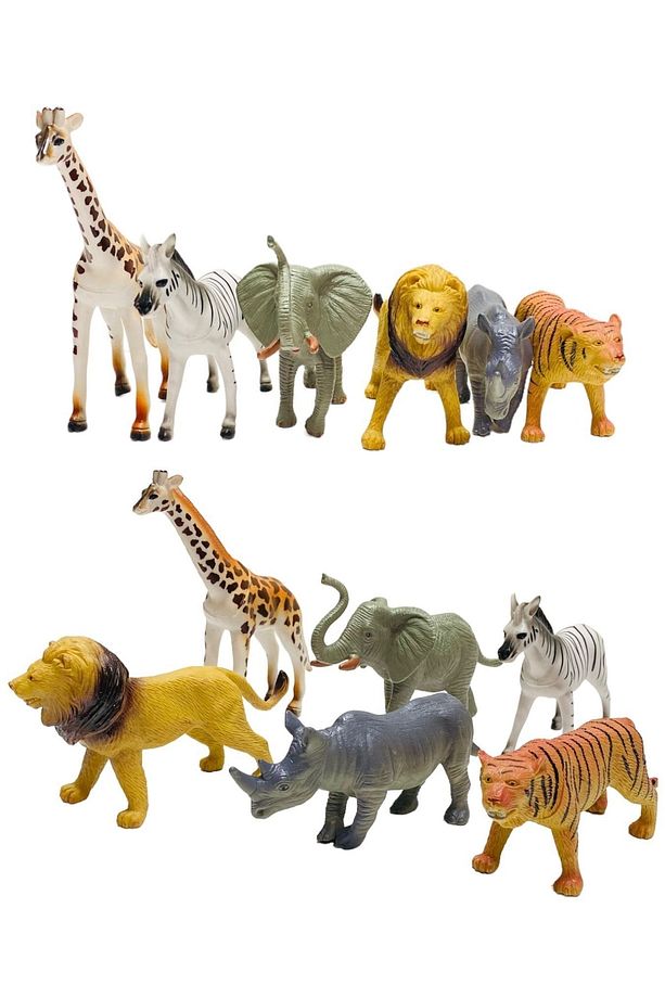 Kaplan Fil Zebra Çıta Aslan Et Malzeme Ayakta Duran Vahşi Hayvan Seti Oyuncak - 1