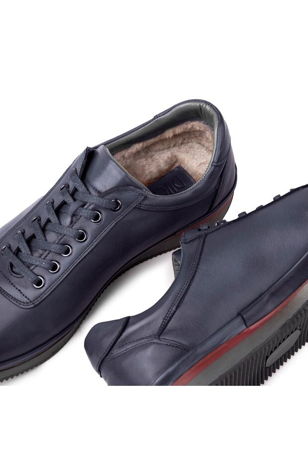 Semplici valódi bőr férfi alkalmi cipők, szőrme belső cipők, téli prémes cipők - 3