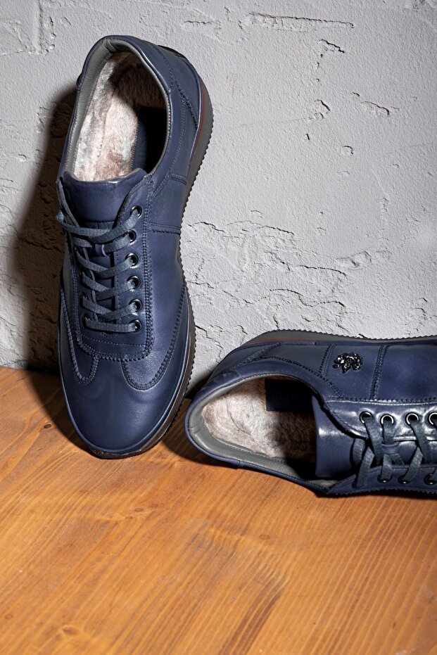 Reale valódi bőr férfi alkalmi cipők belső szőrmével, téli cipők szőrmével - 6