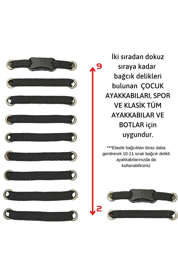 Takbırak Lastikli Ayakkabı Bağcığı Pratik Bağcık Klipsli Bağlama Gerektirmeyen Ayakkabı Bağcığı - 2