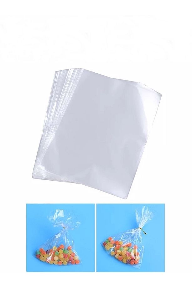 50 Adet Şeker Kurabiye Aksesuar Poşeti 10x15 Cm Parlak Jelatin Poşet Bantsız Torba 10*15 - 5