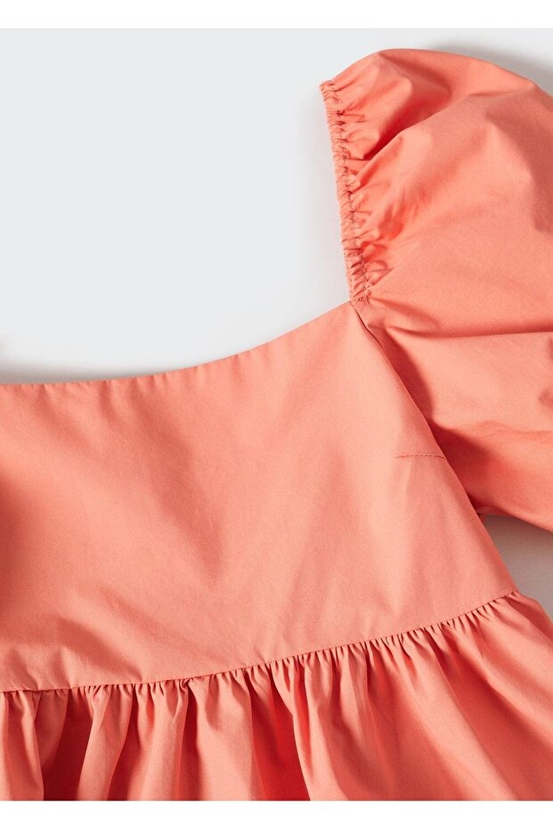 Balon Kollu Pamuklu Elbise - 7