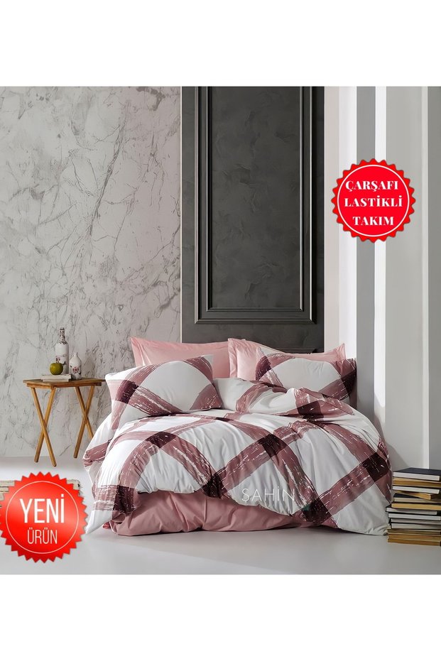 Young Room Plaid Large Square Sheet Elastic Single Duvet Cover Set