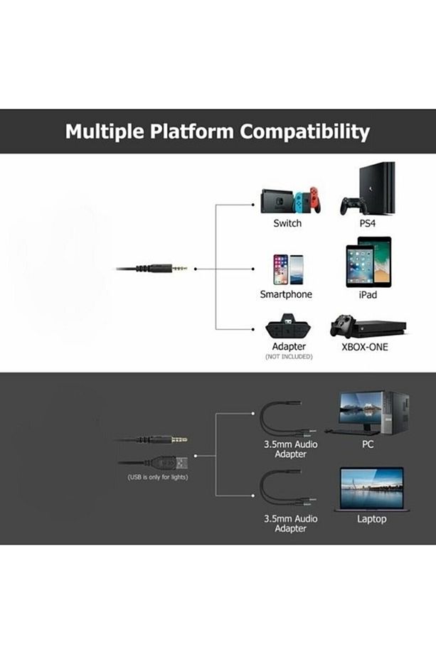 Onıkuma K1-b Led Pc, Ps4, Xbox One, Ipad Ve Bilgisayar Için Mikrofonlu Stereo Oyun Kulaklığı - 4