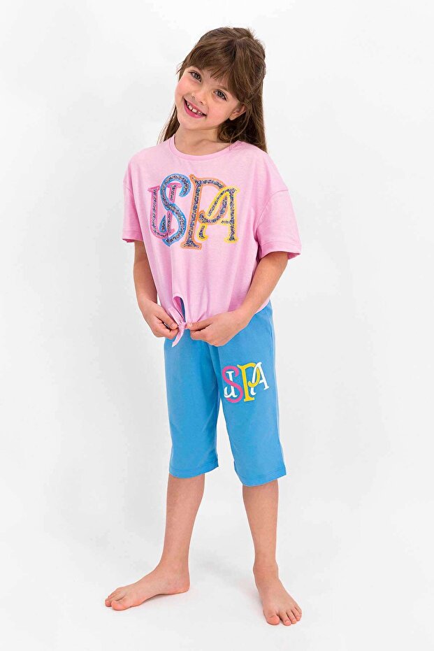 Girl's Dusty Pink Capri Set