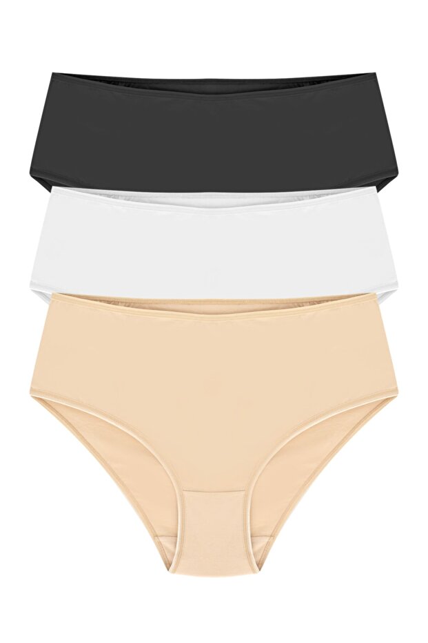 Women's Colorful Cotton High Waist Bato Panties 3-Piece