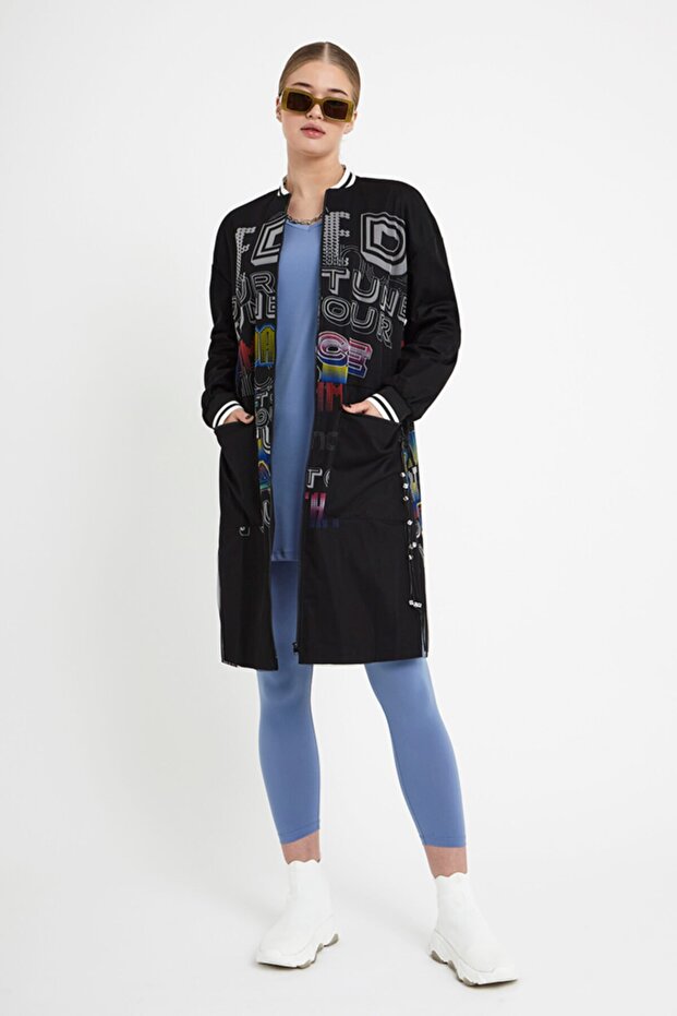 Baskılı Trençkot - 5