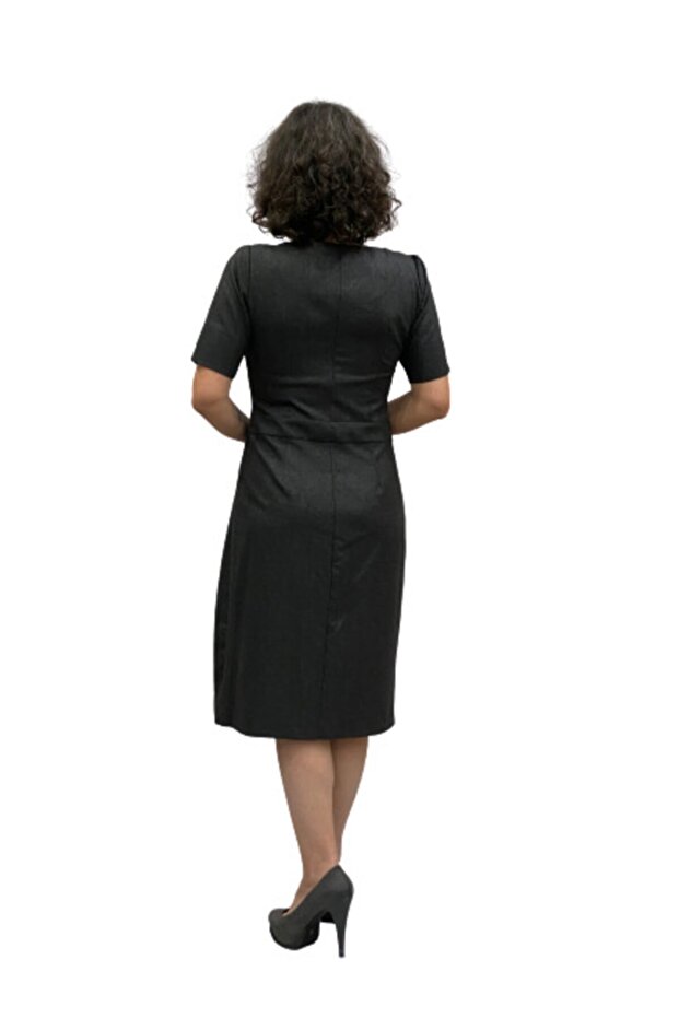 Fermuar Detaylı Elbise - 4