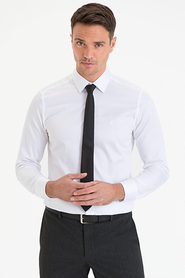 Beyaz Slim Fit Basic Gömlek - 1