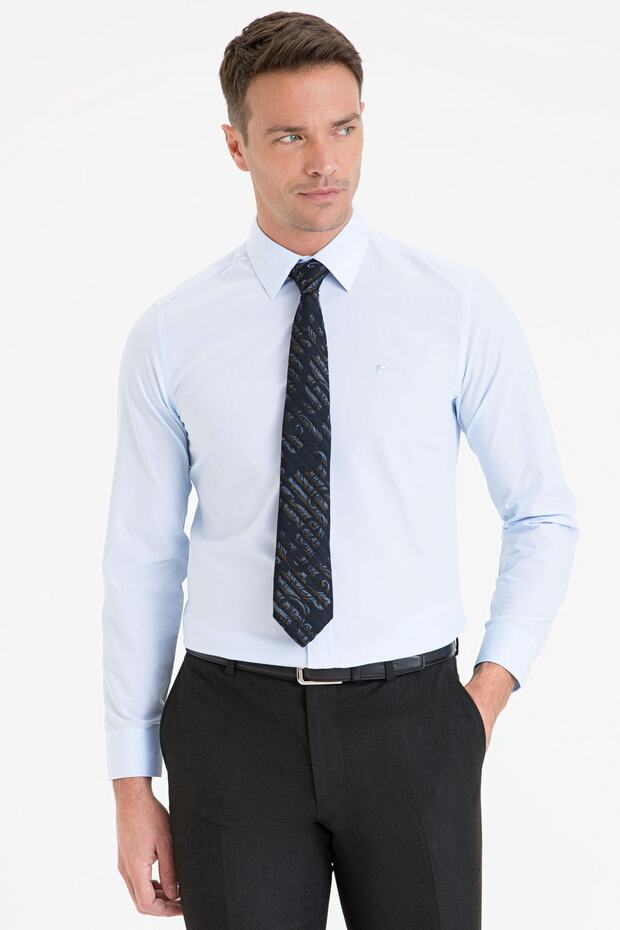 Açık Mavi Slim Fit Basic Gömlek - 1