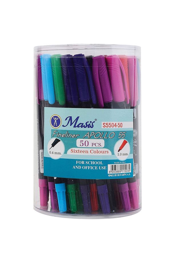 Apollo Fineliner 8 Adet Karışık Renk 0.4 Mm.-1.0 Mm. Çift Uçlu Başlık Kalemi - 1