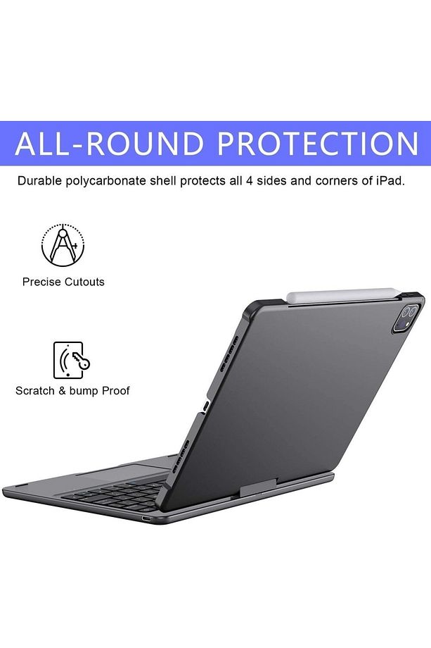 Ipad Air 4. Ve 5.nesil 10.9 2021/2022 Klavyeli Kılıf 360 Dönebilen Rgb Tuşlu Touchpad - 4