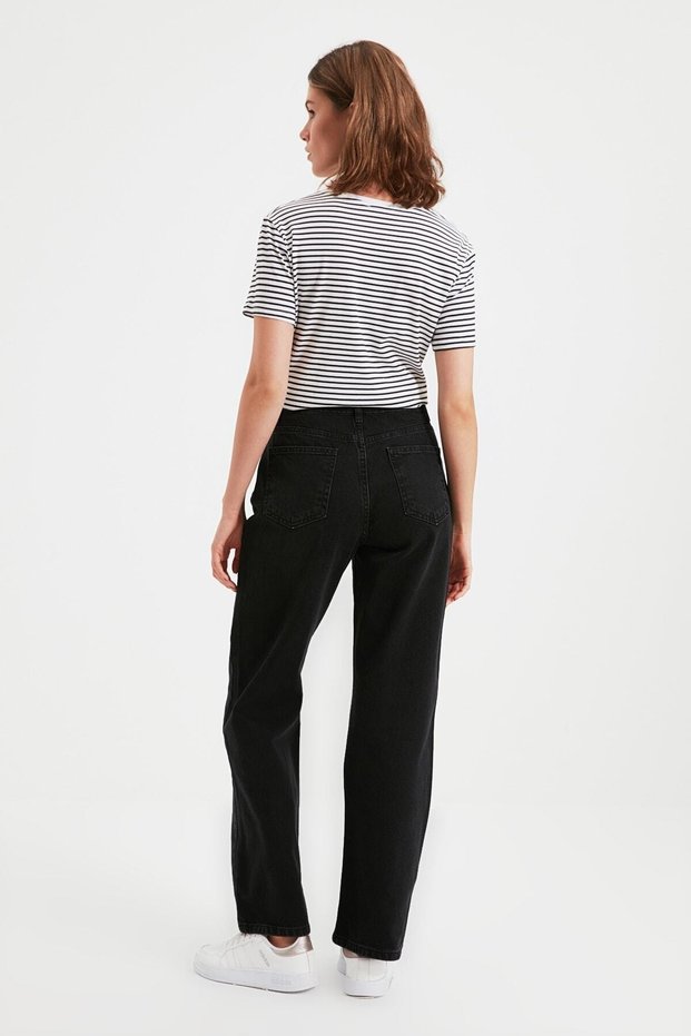 Non-Fading Fabric Black Wide Leg Denim Trousers Super High Waist Wide Leg Jeans