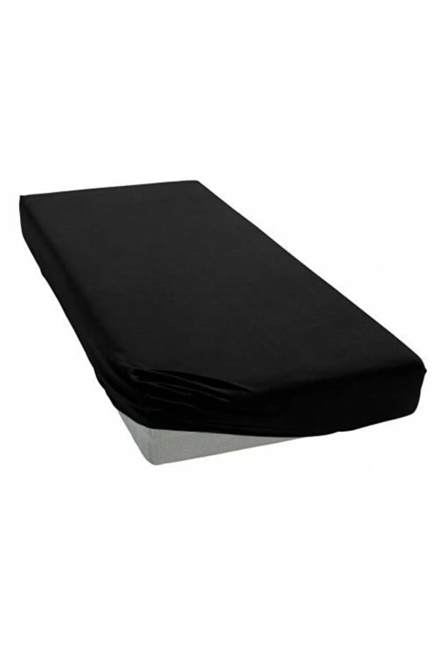 Single 100x200 Combed Cotton Elastic Sheet Black