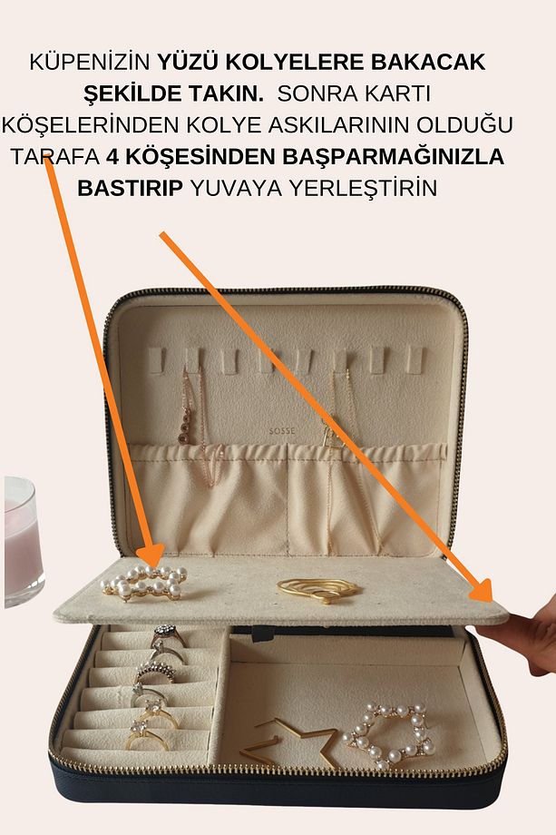 Takı Kutusu - Kolye Yüzük Saat Küpelik Takı Düzenleyici - Deri Takı Organizeri Kutusu - 3