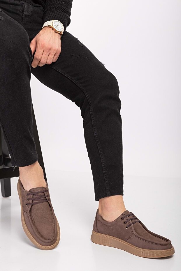 Genuine Leather Men's Loafer Shoes Src.810 - Mink Nubuck - 41