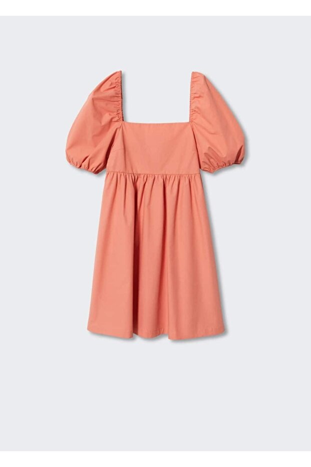 Balon Kollu Pamuklu Elbise - 3