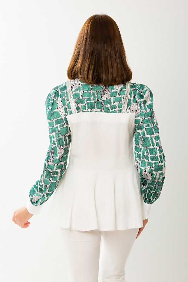 Askıları Taşlı Bluz - 2