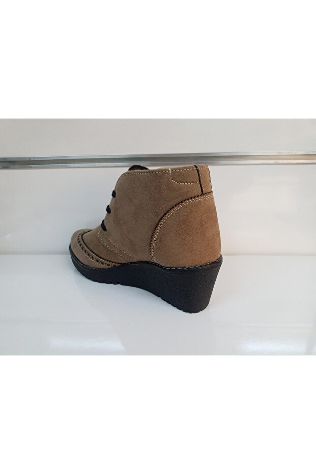 Dolgu Taban Süet Bağcıklı Bot - 4