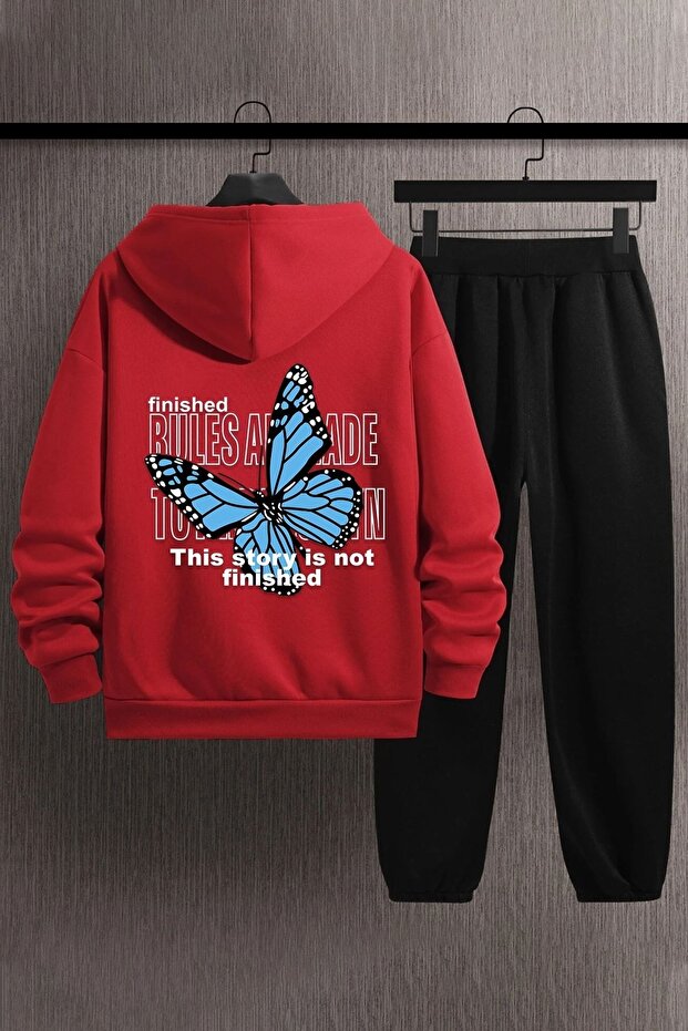 Unisex Special Design Butterfly Printed Top Bottom Tracksuit Set
