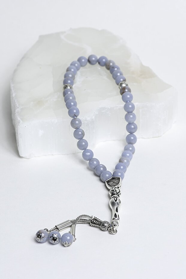 Angelite Sphere Cut 8 mm Natural Stone Rosary