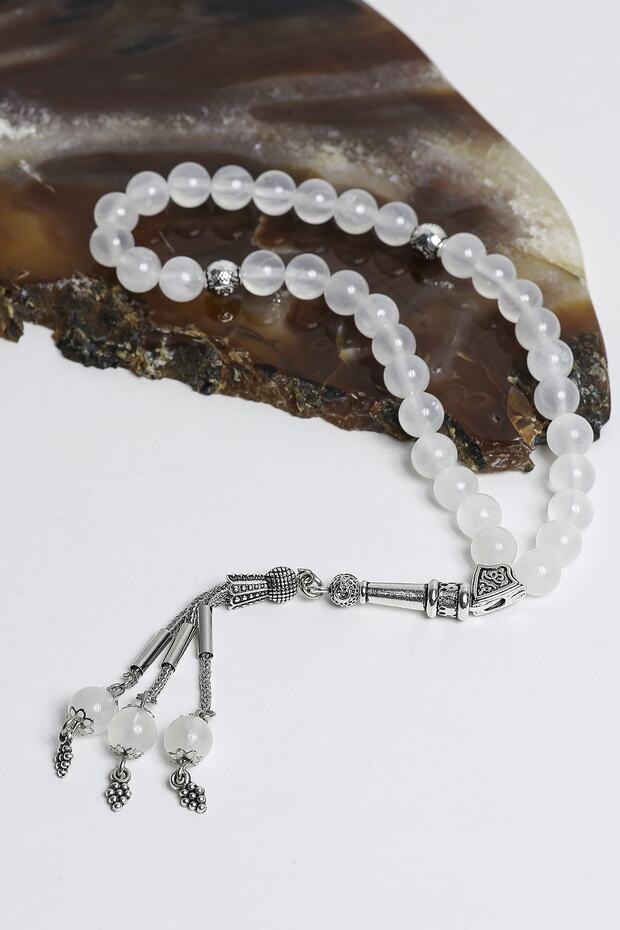 Selenite Sphere Cut 8 mm Natural Stone Rosary