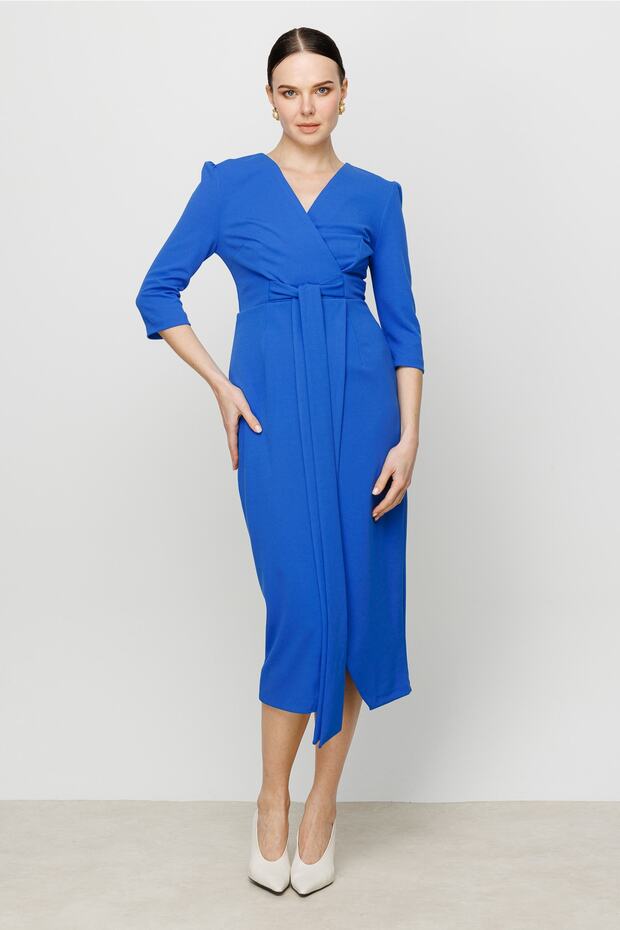 Kruvaze Krep Elbise - 1