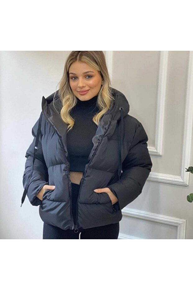 Dolulumlu Şişme Mont Kapüşonlu - 1