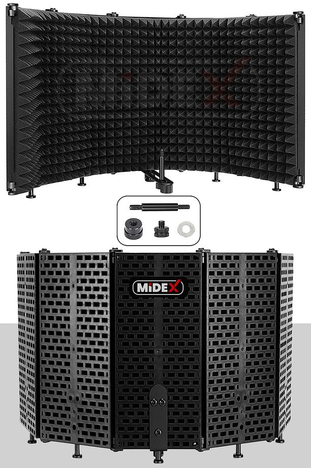 Pf-43 Mikrofon Ses Yalıtım Izolasyon Paneli 5 Bölümlü Ayaklı (69X26 CM) - 1