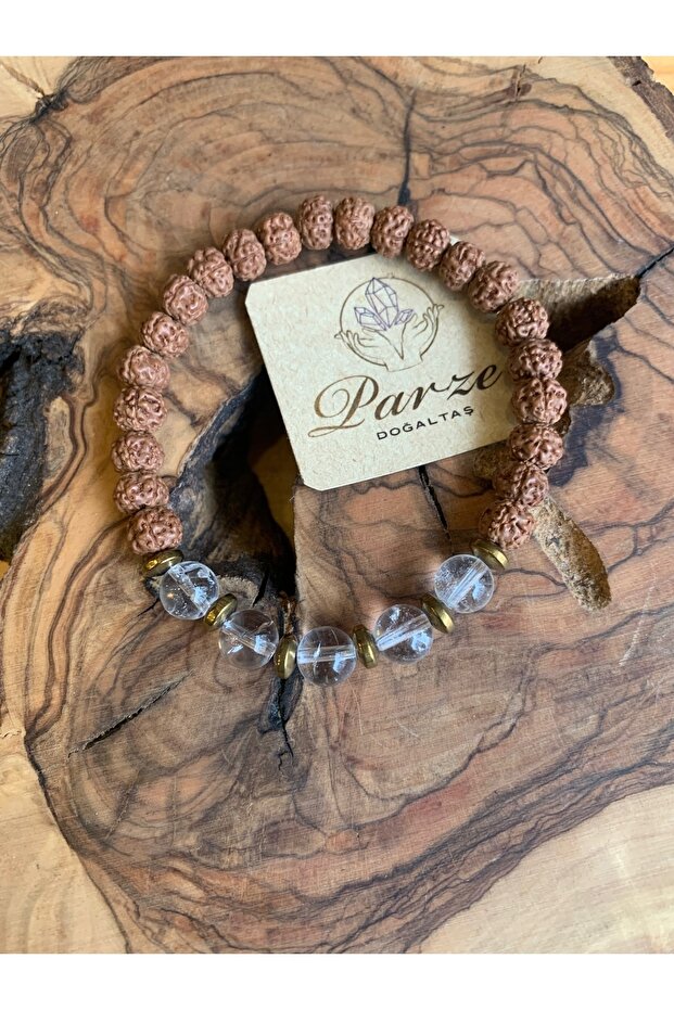Rudraksha And Crystal Quartz Bracelet