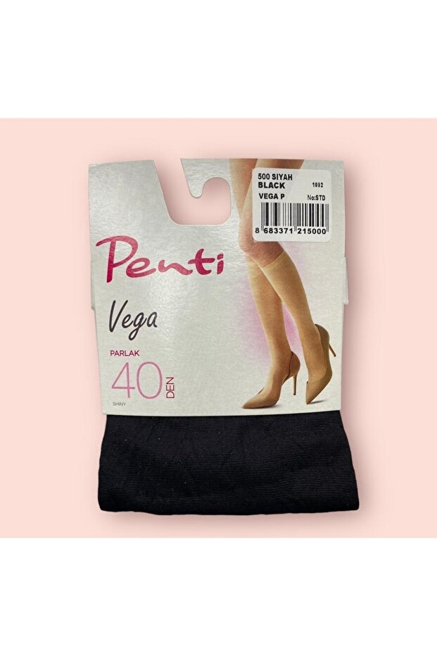 6 Pcs Vega Women's Black 40 Den Medium Thick Shiny Knee-Length Pantyhose