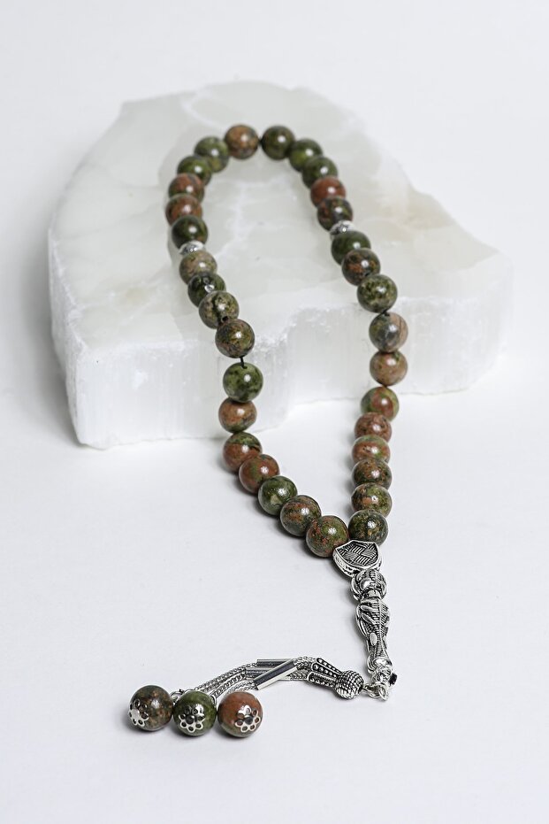Unakit Sphere Cut 10 mm Natural Stone Rosary