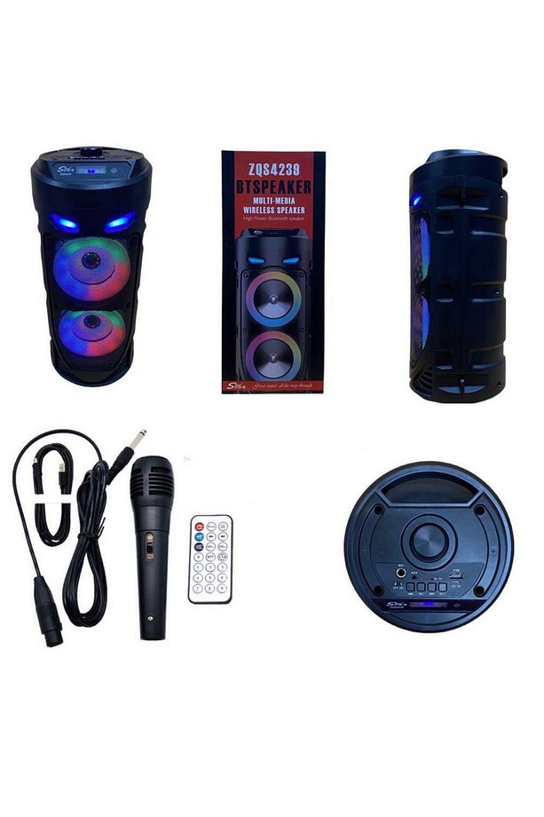 Mikrofonlu Bluetooth Hoparlör Led Işıklı Sd Kart Fm Usb Ve Mikrofon Girişli Speaker - 5