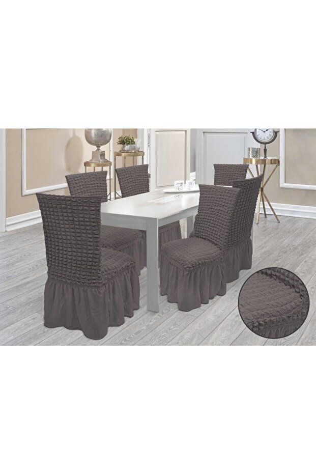 6 Pieces of Elastic Chair Covers with Pleated Skirts_Kakao